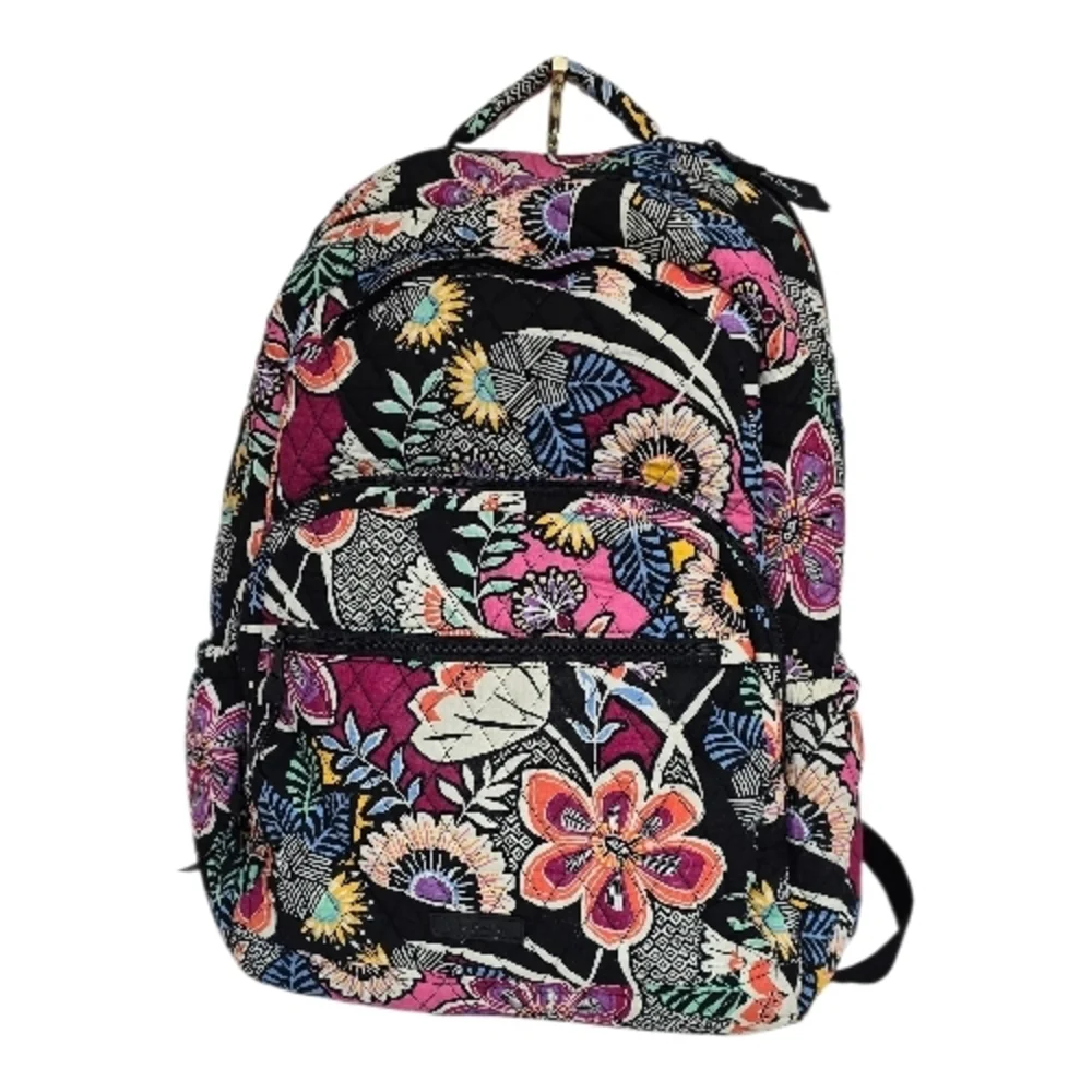Vera Bradley Quilted Cotton Backpack Floral Multicolor Travel School Bag